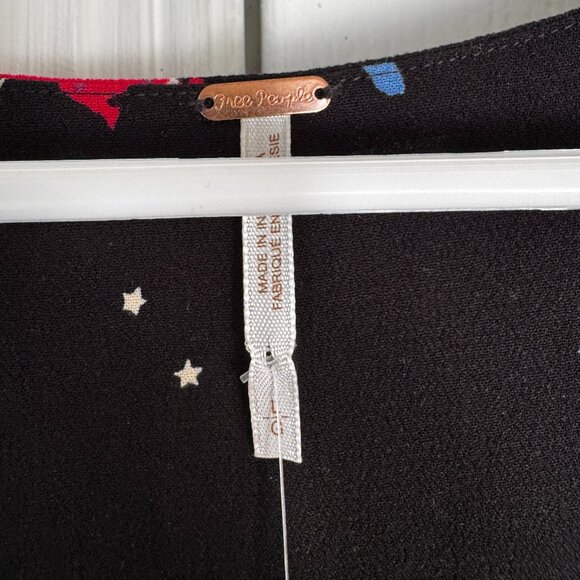 NWT Free People Sleeveless Black, Red, Blue Tunic Floral and Star Print - Picture 3 of 10